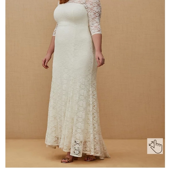 Torrid- IVORY LACE OFF SHOULDER FIT & FLARE WEDDING DRESS SIZE 20 - Picture 3 of 6